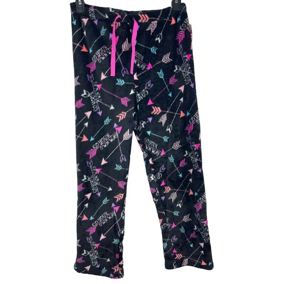 Warm & Snuggly Collection Soft Micro Plush Lounge Pajama Pants L BLK Arrows NWT - Picture 1 of 12